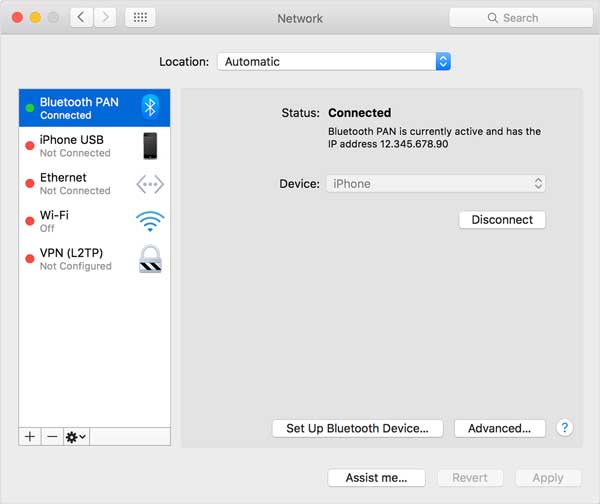 how to enable network access on mac for bluetooth